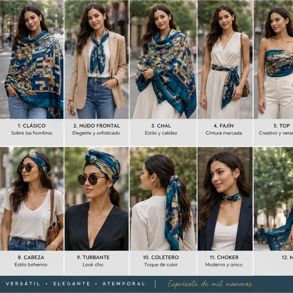 Lamiz Elegant Teal Floral Scarf